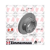 2X Zimmermann Bremsscheibe Coat Z Hinterachse 285Mm