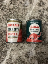 Vintage Sinclair Opaline Motor Oil Can Coin Bank Dinosaur Advertising X 2