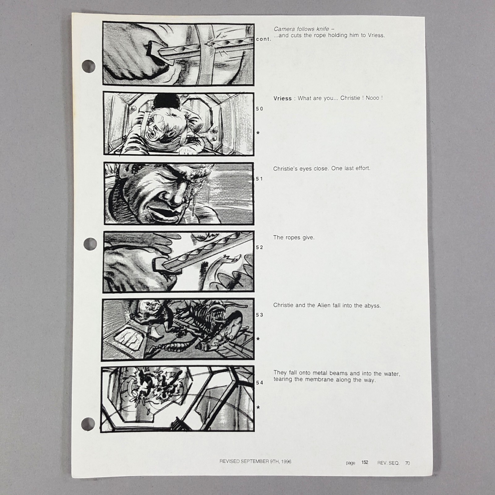 Image 2 of Alien: Resurrection - Production Used Storyboard, Crew Climbs Ladder 152-70 COA