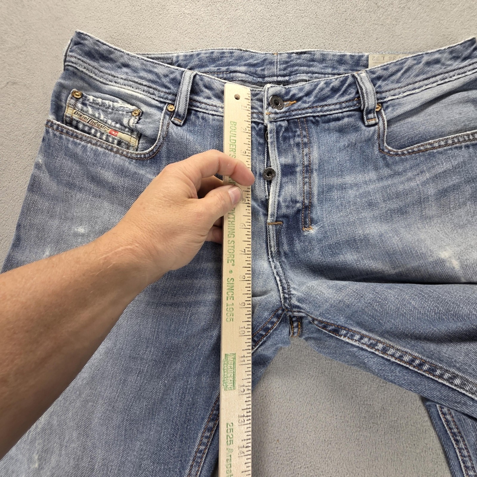 Diesel Zatiny Jeans Mens 34x32 Altered Hem Blue Bootcut 008J4 image 7
