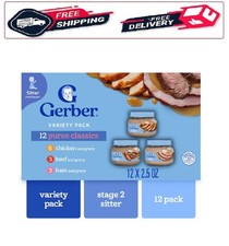Gerber 2nd Foods Puree Favorites, Beef, Turkey, Ham and Chicken Baby Food Variet
