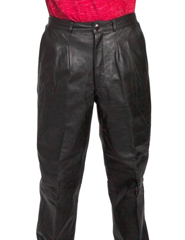 Scully Western Pants Mens Leather Pleated Zip Fly 31 Black F0_414 CLEARANCE