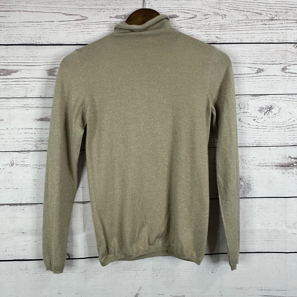 Brunello Cucinelli Sweater Womens Small Silk Cashmere Gold Speckled Metallic - Image 4 of 4