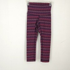 Lululemon Womens sz 4 Leggings Purple Striped Athletic Pull On Yoga Pants