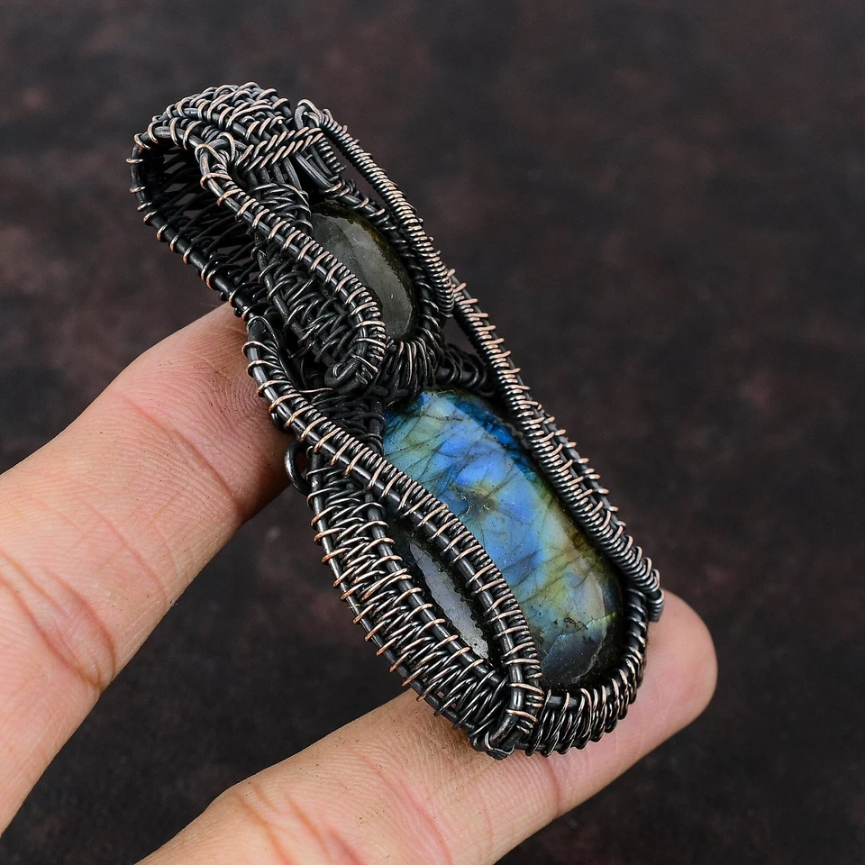 Labradorite Gemstone Jewelry Copper Love Gift Wire Wrapped Pendant 3.07" - Image 3 of 4