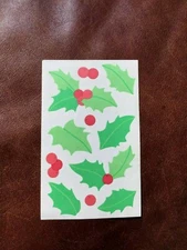 LARGE 3 X 6" MRS GROSSMAN STICKERS:  CHRISTMAS VELLUM HOLLY *