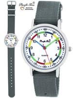 Armbanduhr Kinder Lernuhr Jungen Uhr Kinderuhr Wechselarmband Grau Quarz Analog