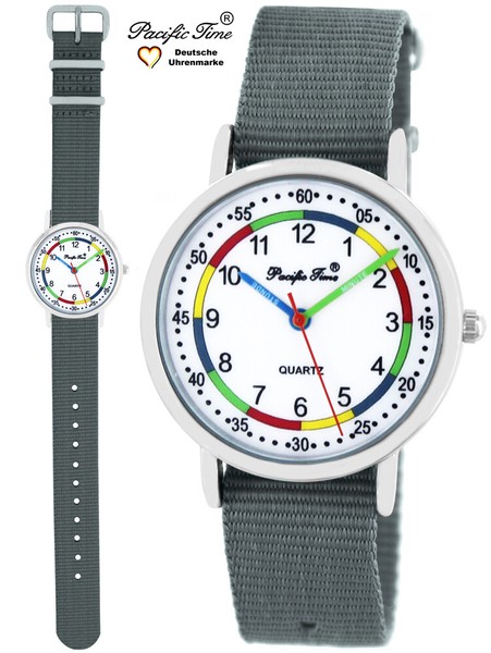 Armbanduhr Kinder Lernuhr Jungen Uhr Kinderuhr Wechselarmband Grau Quarz Analog-image