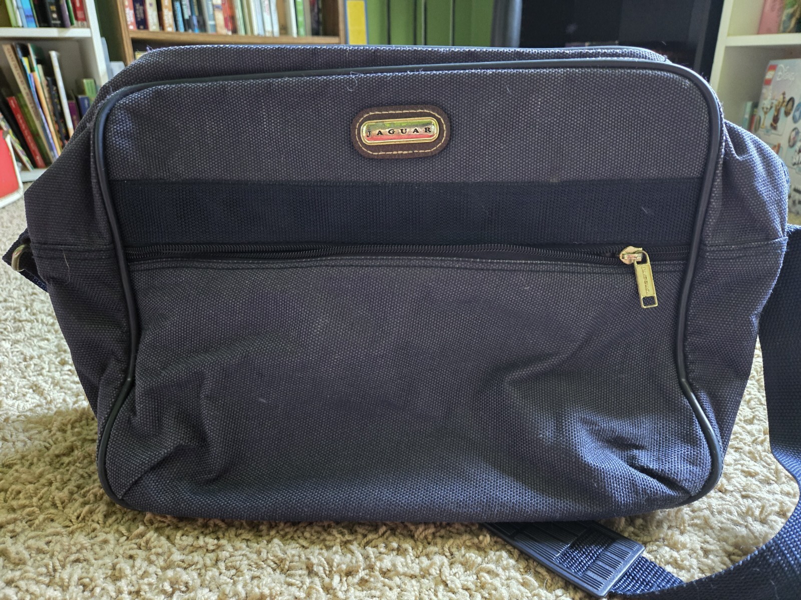 Vintage Navy Blue Jaguar Carry-On Luggage Overnight Gym Bag-image