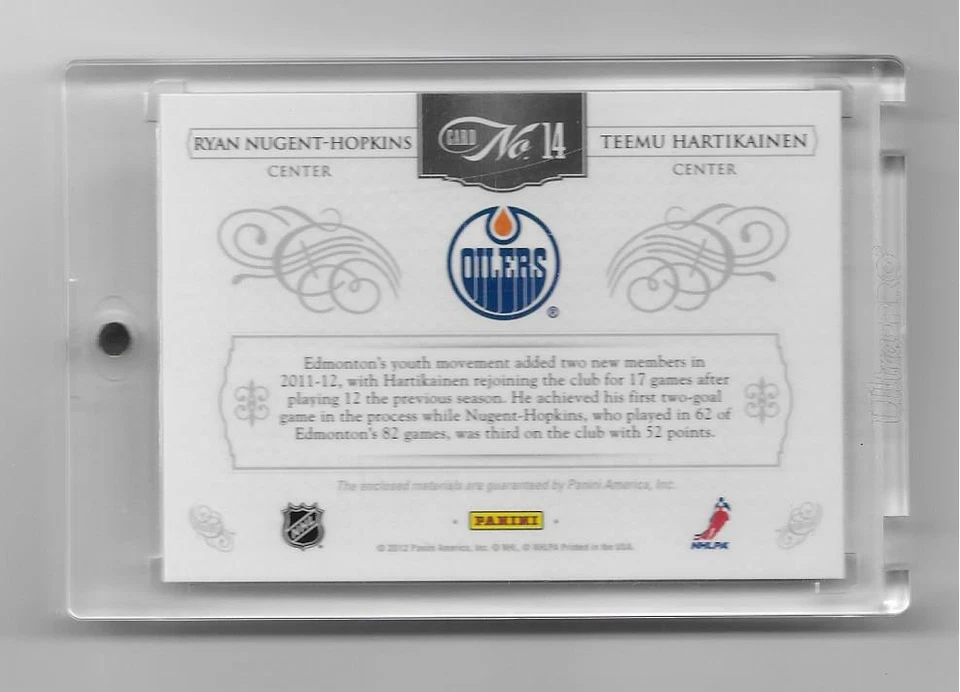 Nugent-Hopkins + Hartikainen 2011-12 Panini Dominion Tag Team 5/10 Oilers - Image 2 of 2