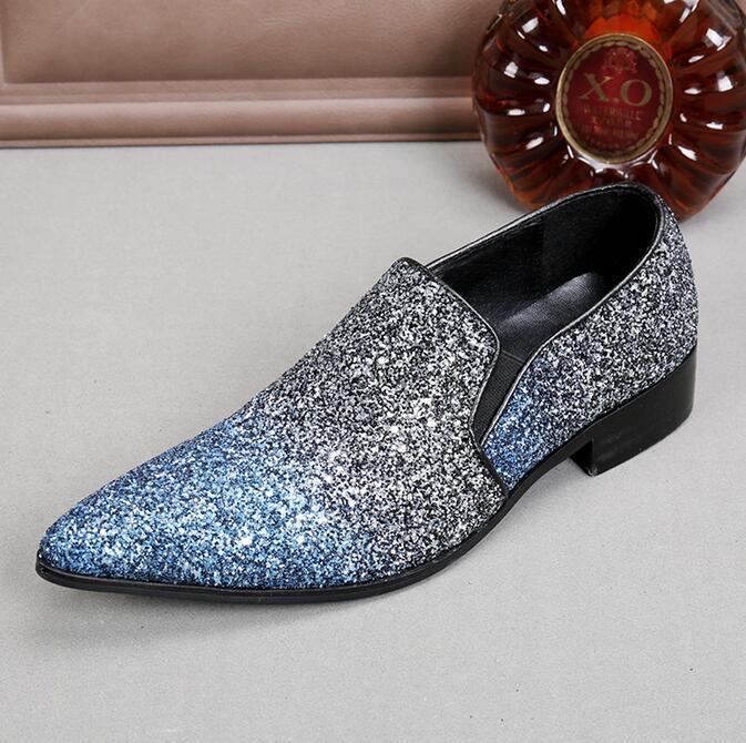 Men's Glitter Sequins Pointy Toe Party Dress Shoes Hairstylist Nightclub Loafers Men's Glitter Sequins Pointy Toe Party Dress Shoes Hairstylist Nightclub Loafers