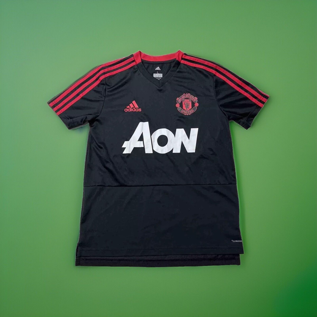 ADIDAS MANCHESTER UNITED TRAINING JERSEY 2018/19 BLACK YOUTH SZ