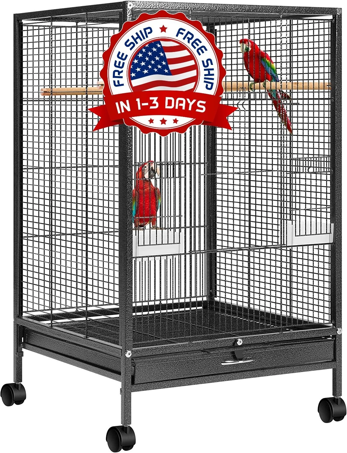 30" Jaula De Hierro Grande Para Pajaros Periquitos Aves Pequeños Casa y Exterior