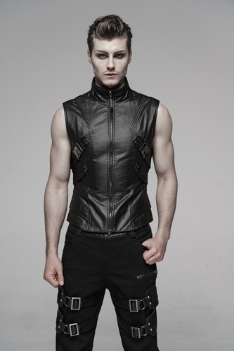 PUNK RAVE ORKUS MEN'S VEST CYBERGOTHIC DARK PUNK FETISH ROCK WY-1107 NEW SIZE XL - Foto 12 di 13