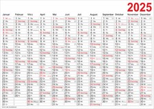 Wandkalender Wandplaner 2025 - alle Größen ...