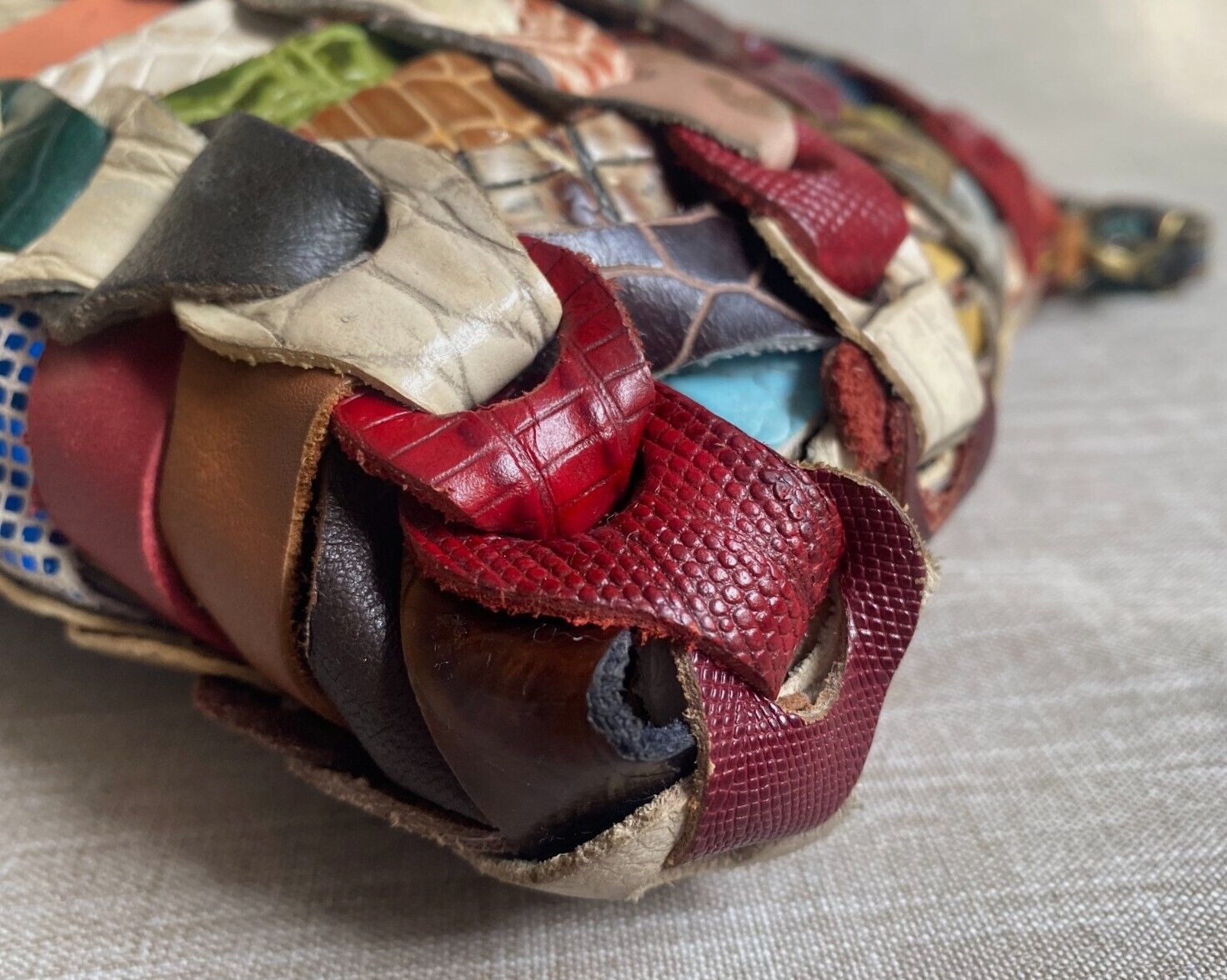 Vintage Leather Patchwork Multicolour Multi-Textu… - image 8