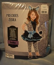 NEW Toddler 3-4 yrs PRECIOUS ZEBRA Halloween Costume 5pcs headband dress tail
