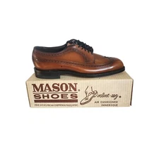 Vintage Men MASON Scotch-Grain, Full Brogue wingtip shoes Butterscotch 8.5
