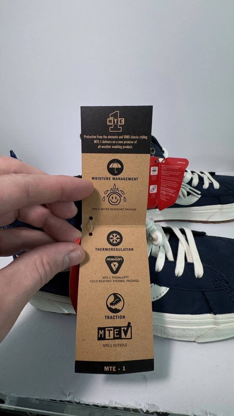 ?NUOVO~Vans Sk8 Hi MTE 1 500714 Nubuck Bianco Blu Scarpe Stivali da Skate M8.5 W10