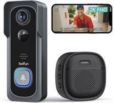 BOIFUN 2K Video Doorbell Camera Wireless, No Monthly Fee, Motion Detection,UK