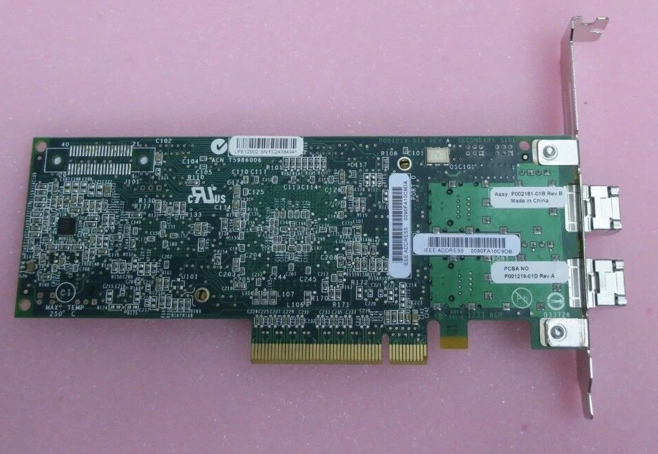 IBM / Emulex LPE12002 PCIe x8 Dual Port 8Gb HBA Host Bus Adapter 00E0806 +2x SFP - Image 3 of 4