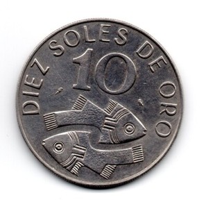 Perú 1969, Coat of arms/stylized fish, 10 Soles de oro, vintage, accept offers 1