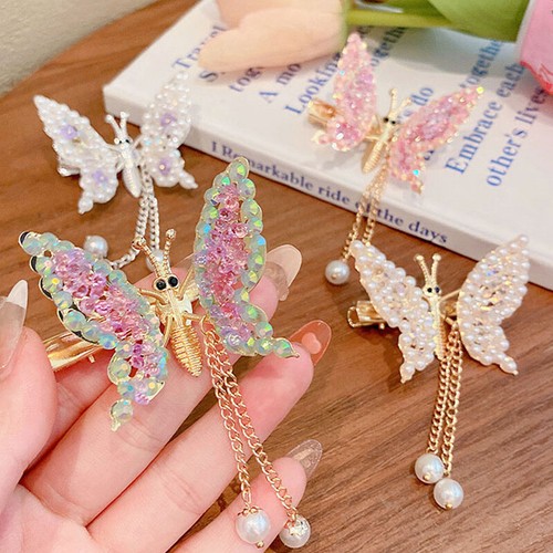 Elegant Tassel Butterfly Hairpins Moving Flying Girls Shiny Hair Clips Barrettes - Picture 6 of 16