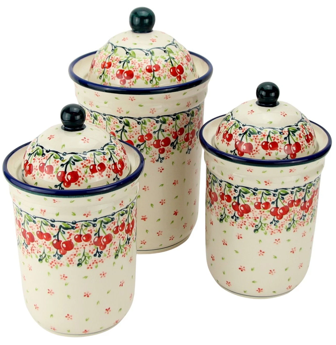 Polish Pottery 3-Piece Kitchen Canister Set by Zaklady - 80 oz. & 45 oz.