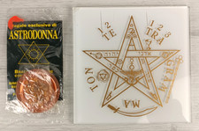 PENTAGRAMMA -PIASTRELLA IN PLASTICA- Tetragrammaton -15X15 CM +BRACIERE DI RAME