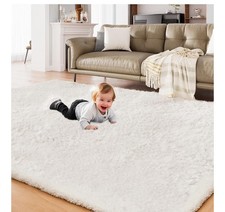 8x10 Area Rug Shag Rug Large Ultra Soft Plush White Mat for Living Room Floor