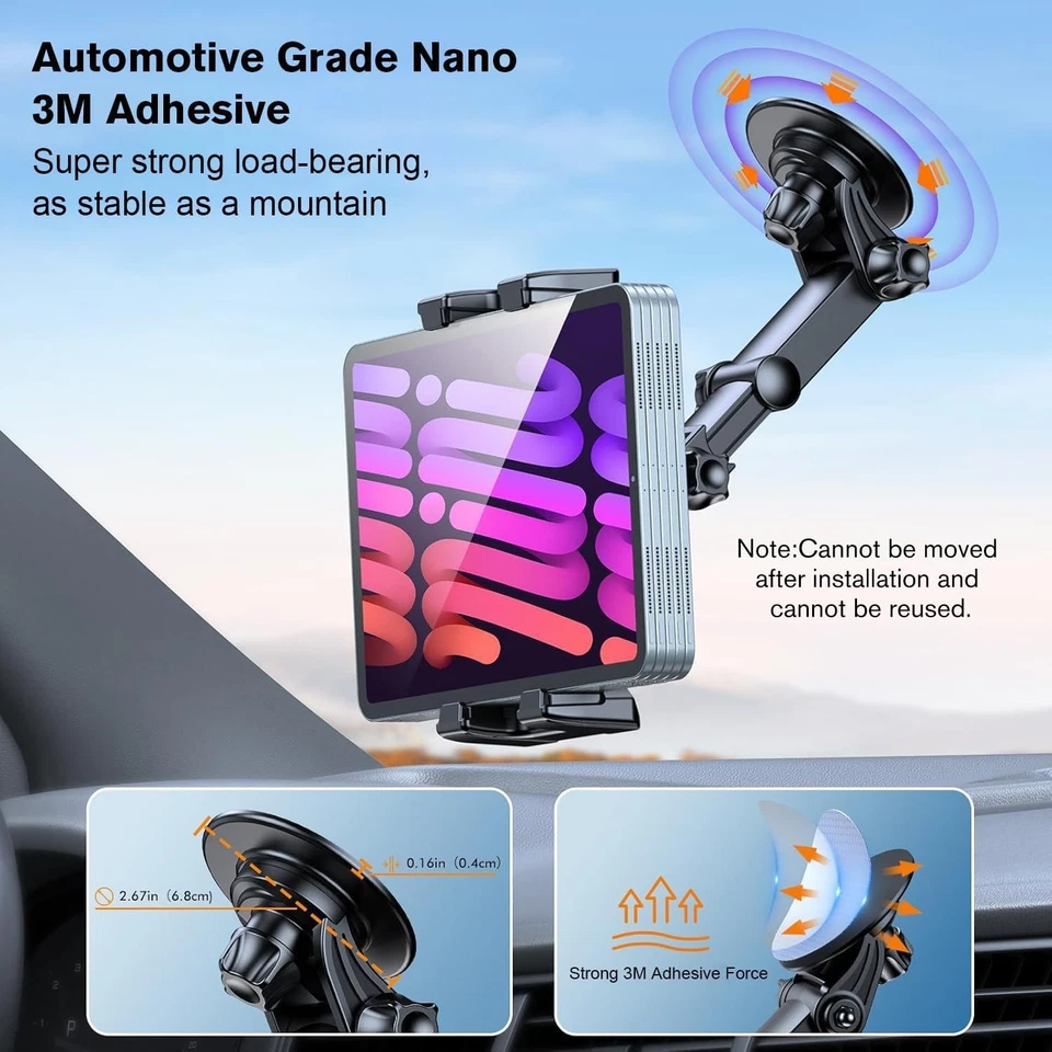 Supporto Tablet Auto con 3M Adesive, Regolabile a 360° Supporto per iPad da C... - Image 2 of 4