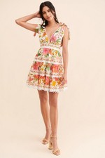 Farm Rio Bloom Tie-Strap Mini Dress Size L