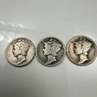 Lot of (3)-90% Silver  Mercury Dimes- 1920-P,  1923-P  & 1924-P   (C )
