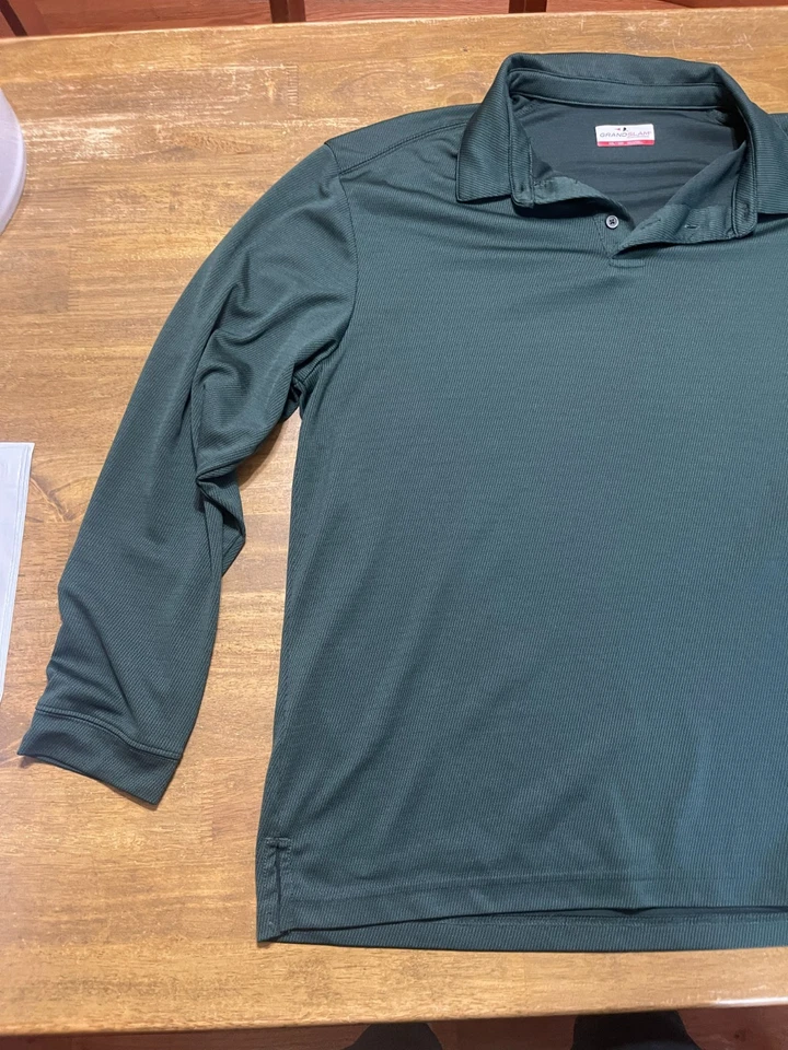 Grand Slam Shirt, Men's Size XXL, Green, Long Sleeve, Polo, 1/4 Buttons - Image 3 of 4