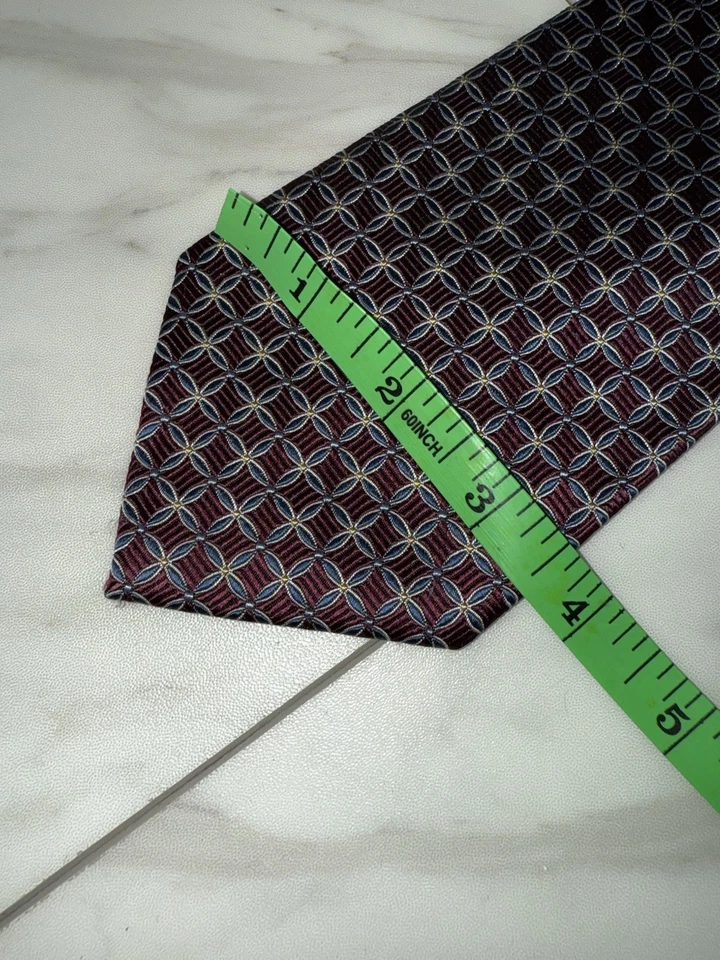 Corbata de hombre CARLO PALAZZI 100 % seda 59 X 3,5" de diseñador geométrica roja azul Foto 3 de 4