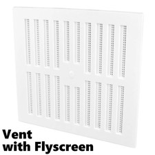 9" x 9" White Plastic Adjustable Air Vent Grille with Flyscreen Cover