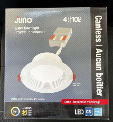 Juno Lighting Canless Recess Wafer Down Light - White LED Easy Install