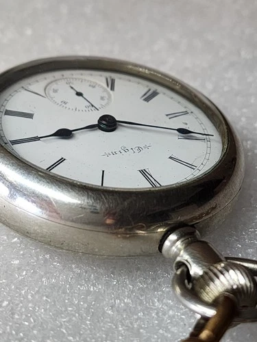 RARE ANTIQUE ELGIN STAG COIN SILVER POCKET WATCH.