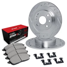 For Nissan 300ZX 84-85 Drilled & Slotted Rear Brake Kit w Optimum Pads