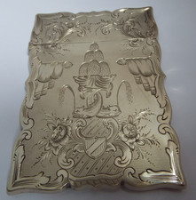 STUNNING ENGLISH ANTIQUE VICTORIAN 1855 SOLID STERLING SILVER CALLING CARD CASE