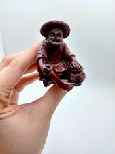 Vintage Figurine with Straw Hat / Chain / China