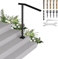 Ron Handrail for 1-3 $teps Stair Railing Hand Rail Kit Fit Black Outdoor Deck