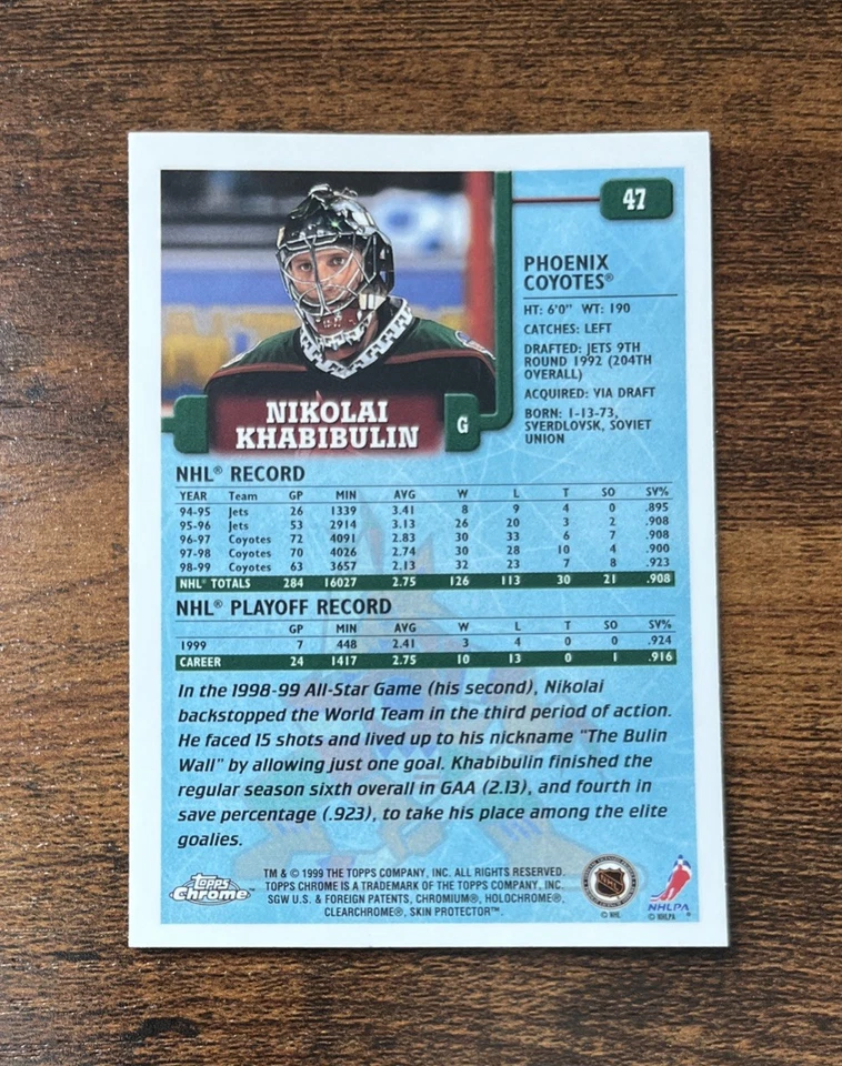 1999-00 Topps Chrome #47 Nikolai Khabibulin Phoenix Arizona Coyotes - Image 2 of 2
