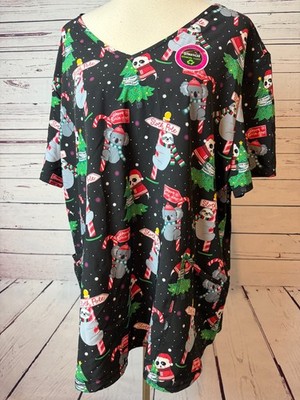 Scrubstar Scrub Shirt Performance Top Panda Plus size 3XL XXXL Christmas 3X NWT