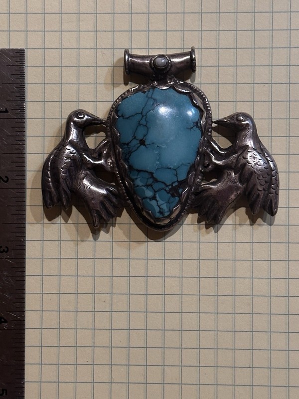 Tibetan Silver And Turquoise Large Pendant