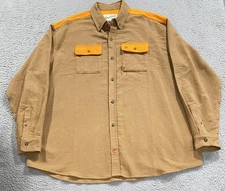 Duck Camp Shirt Mens 3XL Brown Orange Wingshooting Upland Hunting Button Down