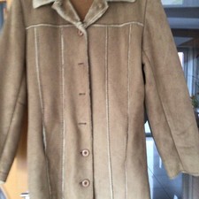 Damen Mantel Wildlederoptik beige Gr L