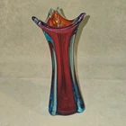 12 " Vintage Red and Blue Art Glass Vase- Murano Style Sommerso technique
