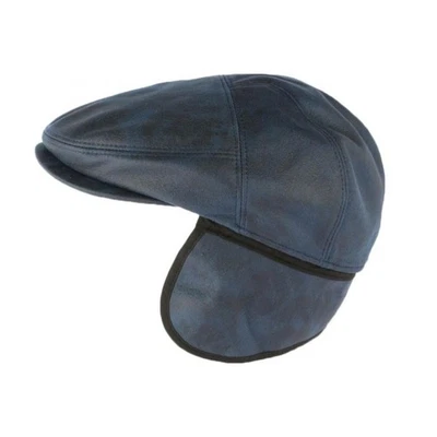 Casquette cache oreille cuir suédine bleu Epsom Aussie Apparel-M - Photo 1/4