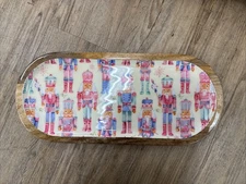 NEW Cupcakes & Cashmere Pastel Nutcracker Mango Wood Serving Tray 18”